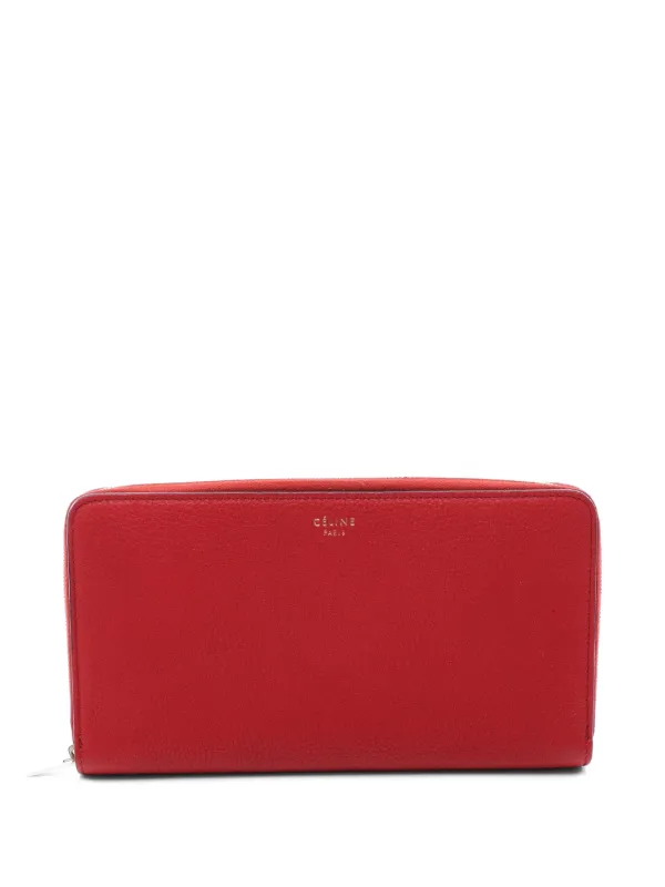 Celine Pre-owned 2010s Zip-around Leather Wallet in Red