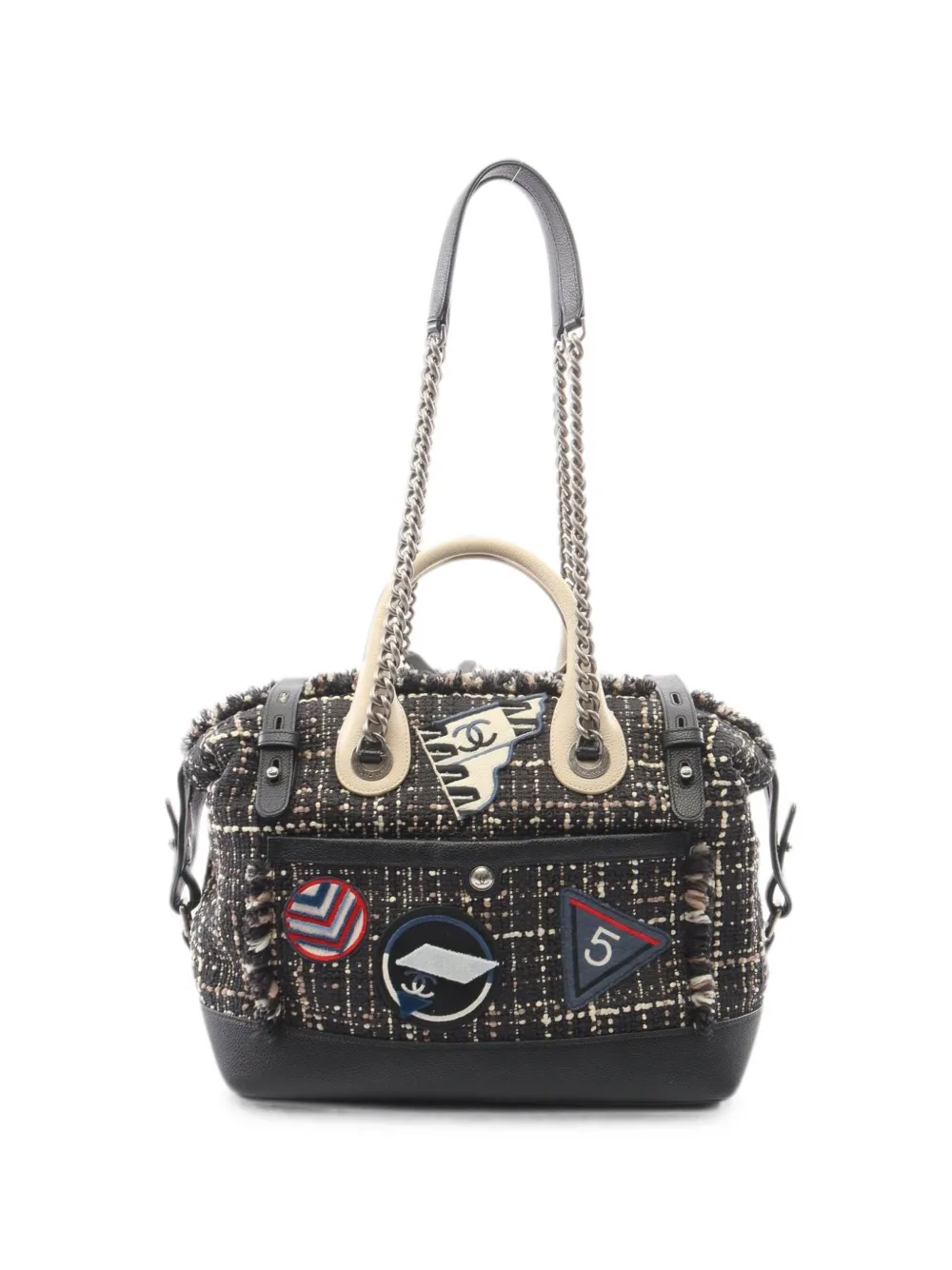 CHANEL Pre-Owned 2016-2017 Airline tweed shoulder bag - Nero