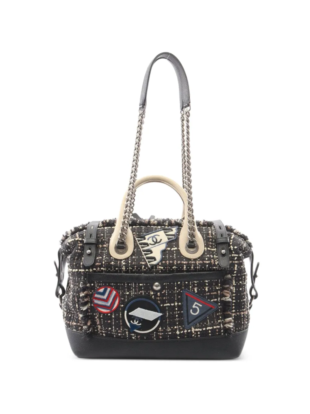 CHANEL Pre-Owned 2016-2017 Airline tweed shoulder bag - Black
