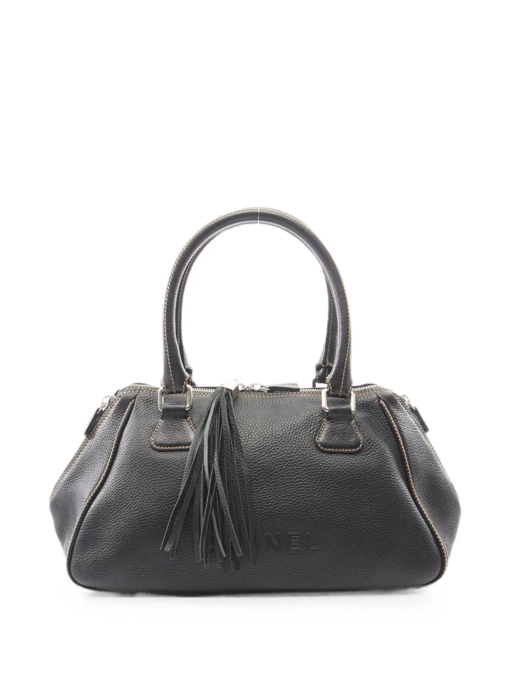 CHANEL Pre-Owned 2003-2004 mini Boston logo fringe handbag - Nero