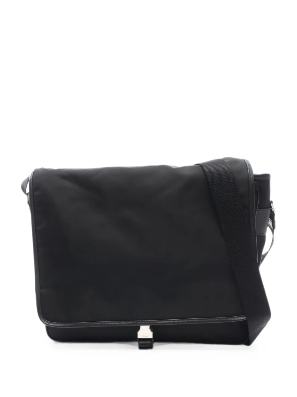Prada Pre-Owned 2010s leather-trim messenger bag - Nero