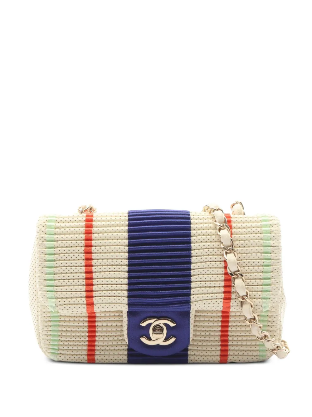 CHANEL Pre-Owned 2019 mini pleated perforated crossbody bag - Neutrals