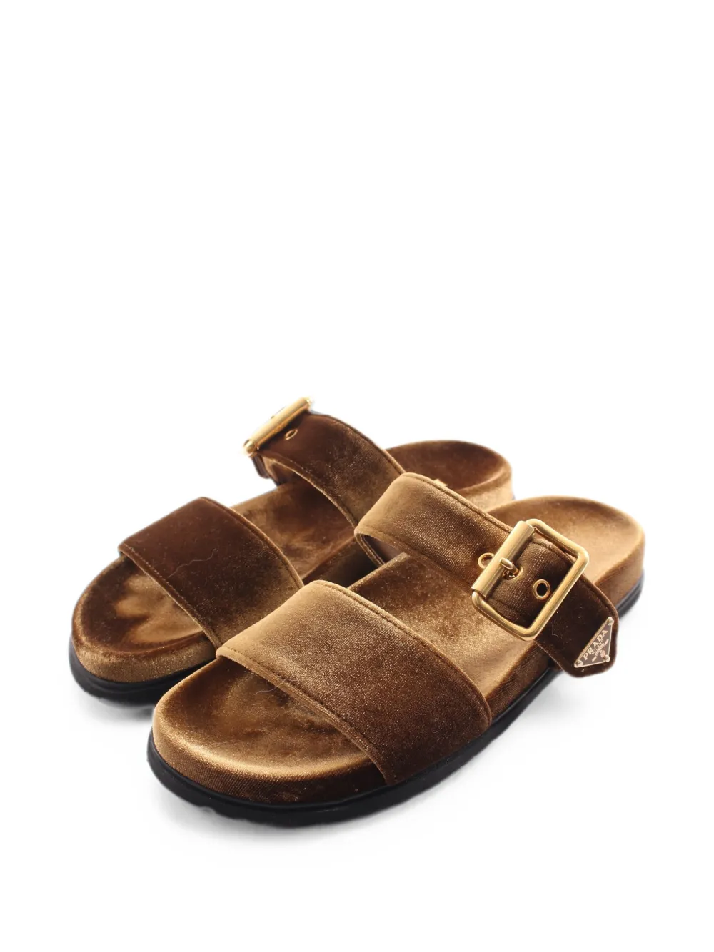 Prada Pre-Owned 2000s triangle logo buckled sandals - Braun