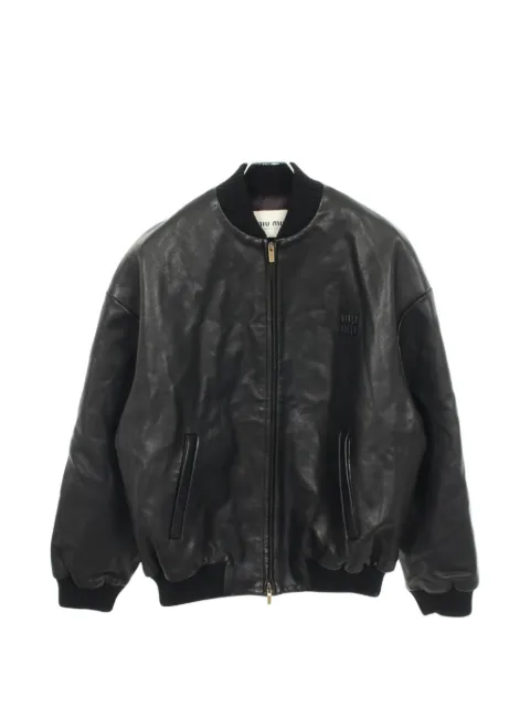Miu Miu Pre-Owned 2010s logo-patch bomber jacket