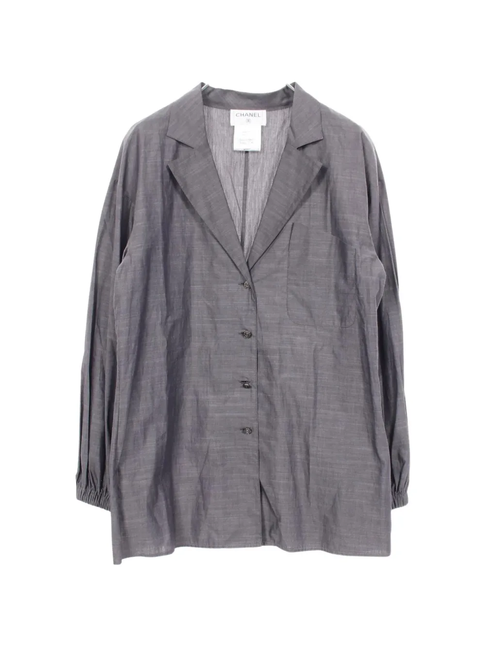 CHANEL Pre-Owned 1986~1988 open-collar logo-buttons shirt - Grigio