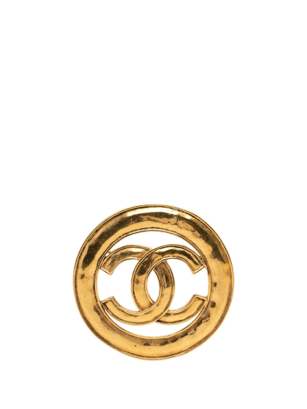 CHANEL Pre-Owned 1994 CC Gold Plated Cut Out Round Brooch costume brooch - Oro