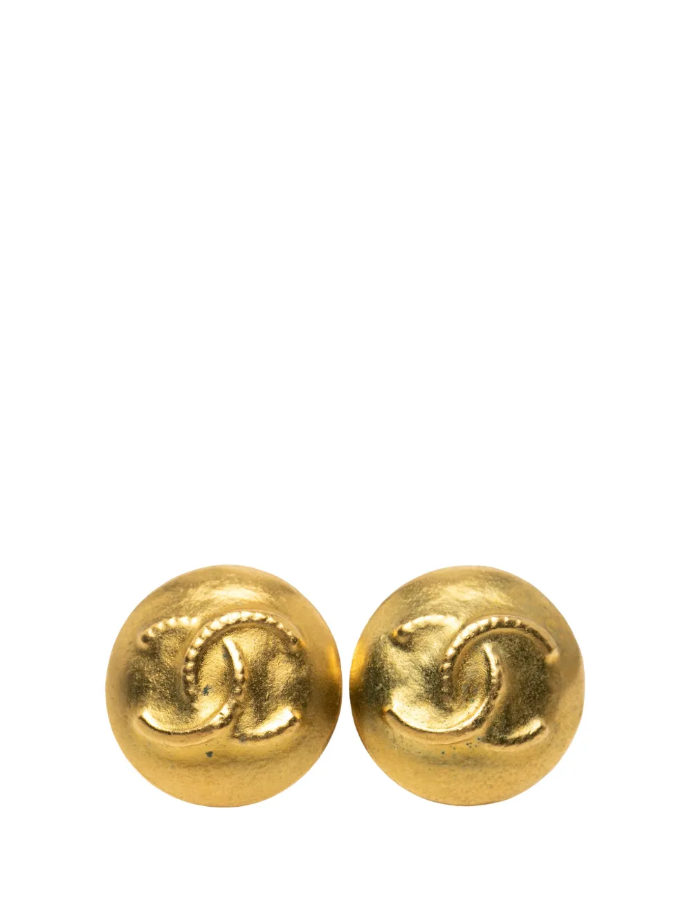 CHANEL Pre-Owned 1995 CC Gold Plated Round Clip On Earrings costume earrings - Oro