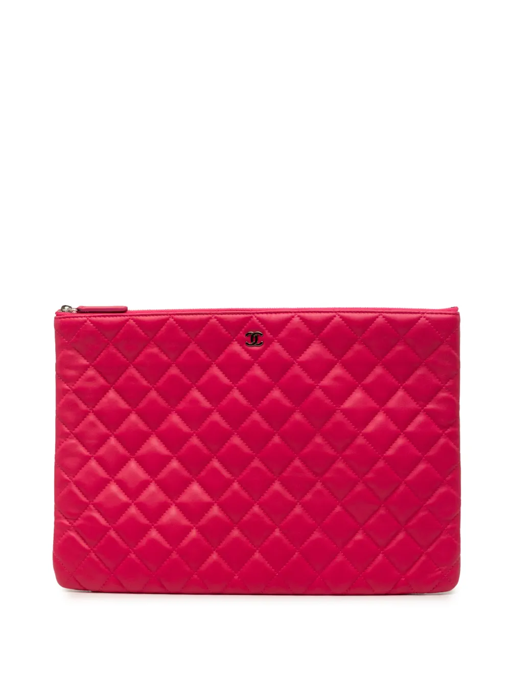 CHANEL Pre-Owned 2014 Large Quilted Lambskin O Case clutch bag - Rosa