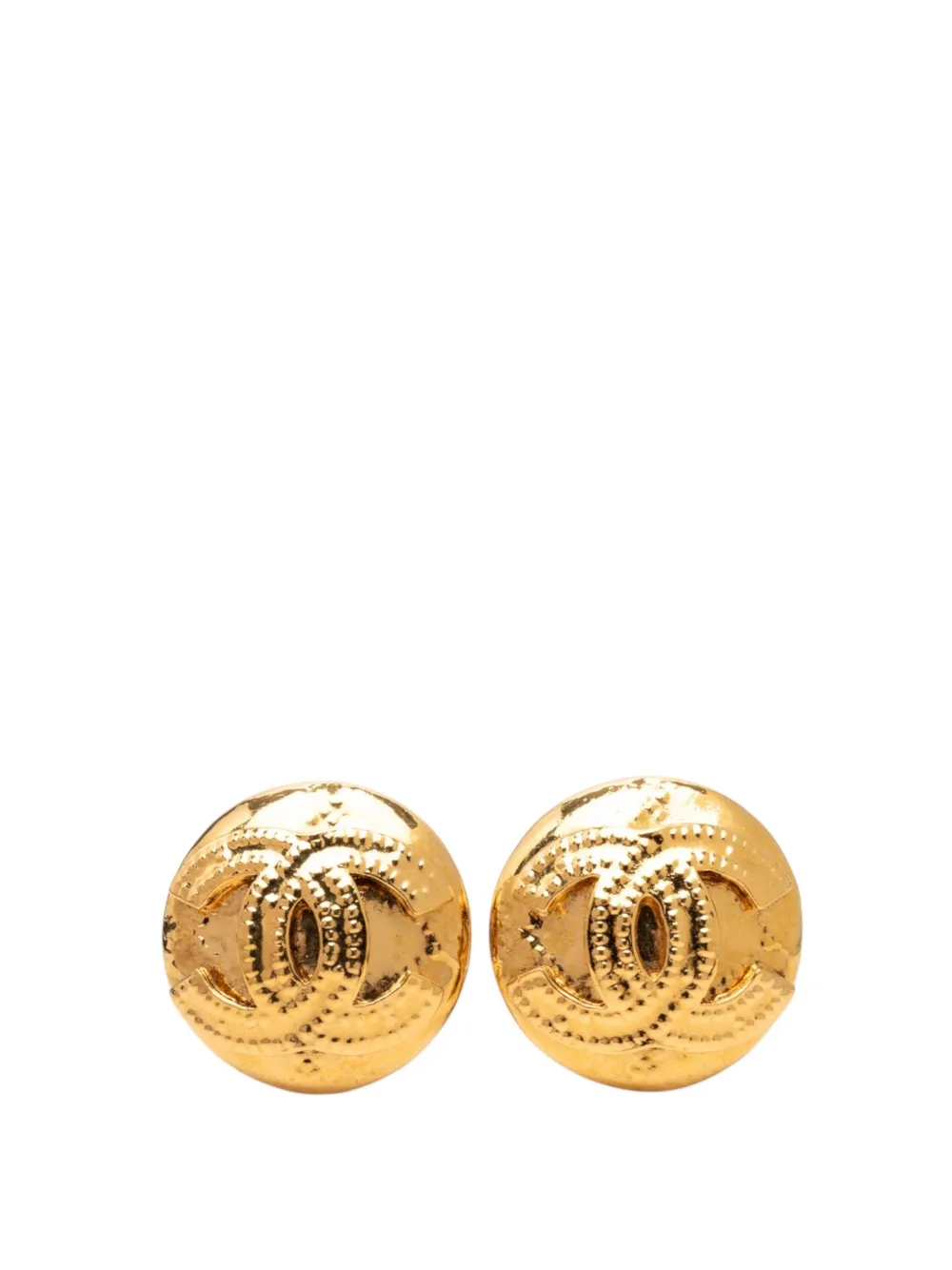 CHANEL Pre-Owned 1994 CC Gold Plated Round Clip On Earrings costume earrings - Oro