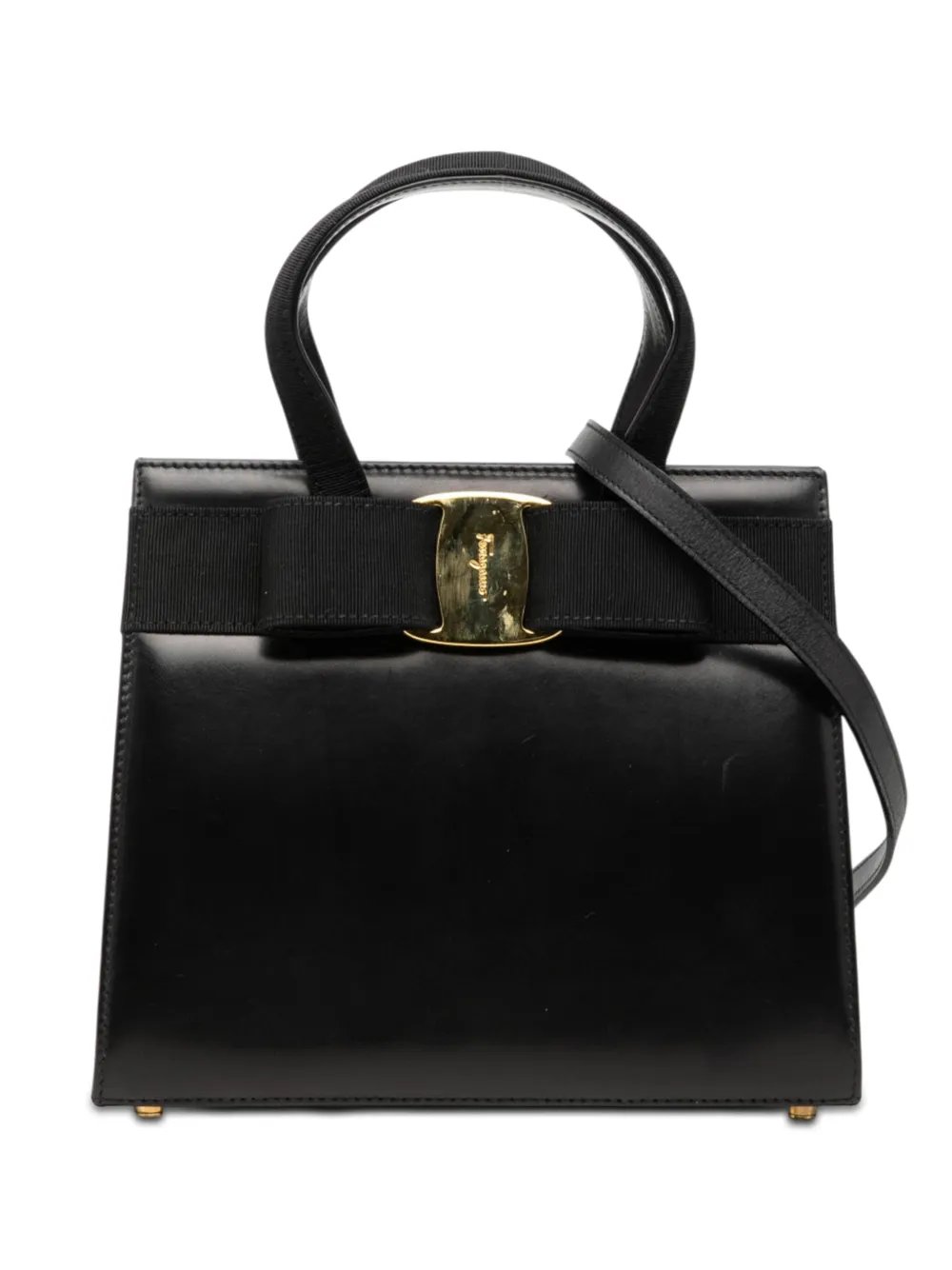 Ferragamo Pre-Owned 1990-2010 Leather Vara Bow satchel - Nero