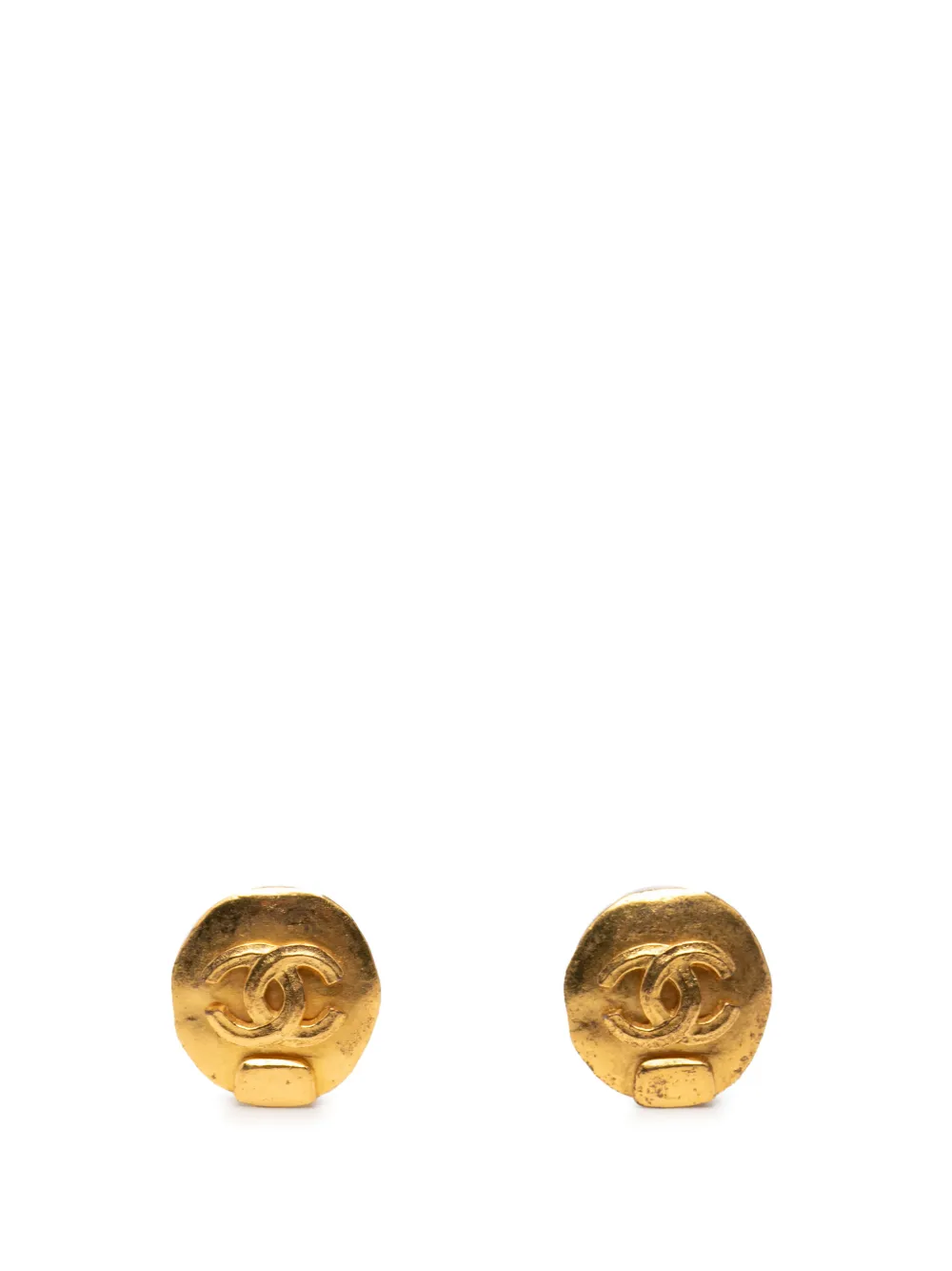 CHANEL Pre-Owned 1998 CC Gold Plated Round Clip On Earrings costume earrings - Oro