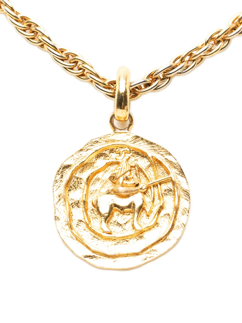 CHANEL Pre-Owned 1980-1990 CC Gold Plated Centaur Medallion Pendant Necklace costume necklace - Oro