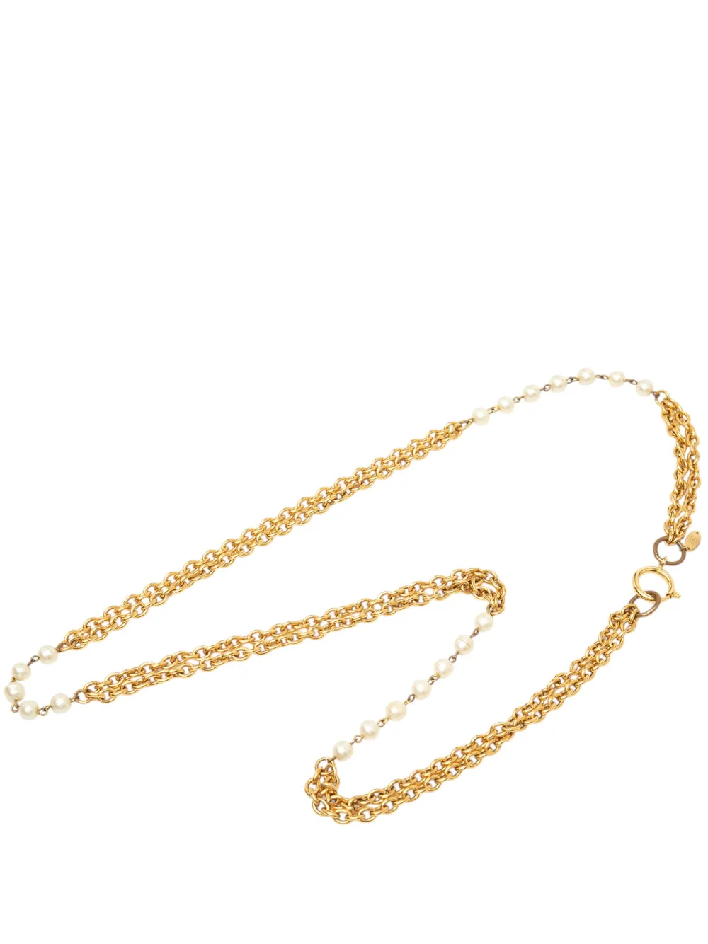 CHANEL Pre-Owned 1982 CC Gold Plated Faux Pearl Double Strand Necklace costume necklace - Oro