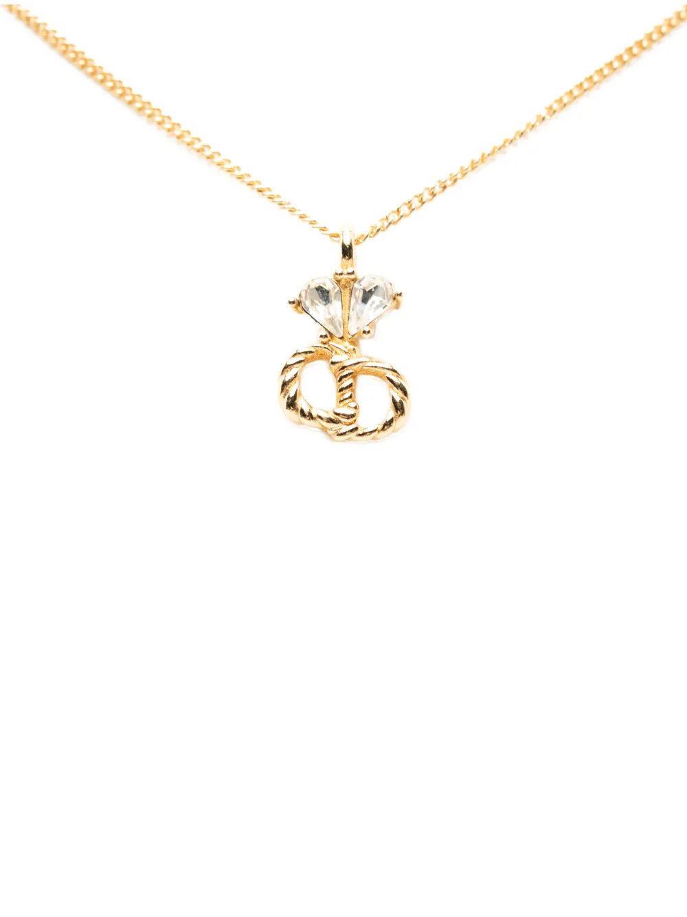 Christian Dior Pre-Owned 20th Century Gold Plated Crystal CD Logo Pendant Necklace costume necklace - Oro