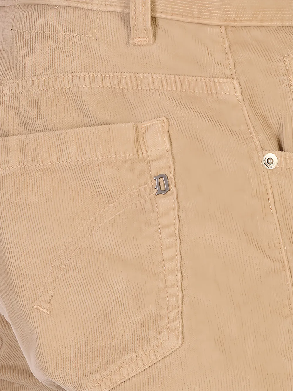 DONDUP Ribfluwelen broek met logoplakkaat Beige