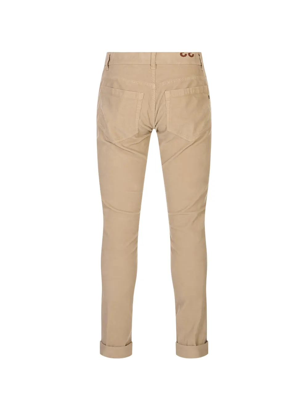 DONDUP Ribfluwelen broek met logoplakkaat Beige