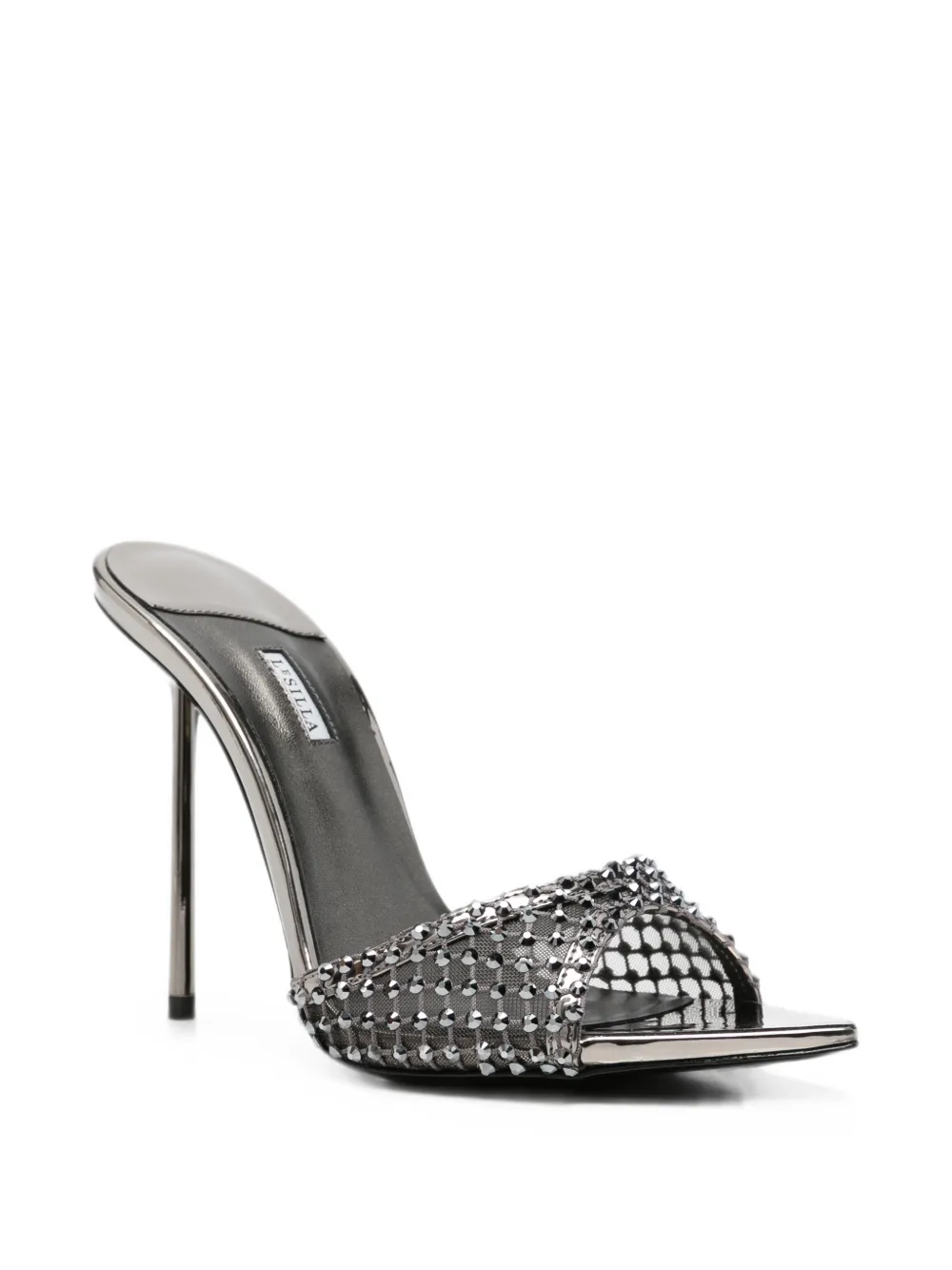 Le Silla Gilda crystal-embellished pointed-toe heeled sandals Zilver