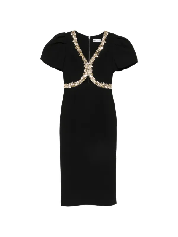 Rebecca Vallance Alexandrite crystal-embellishment Midi Dress | Black