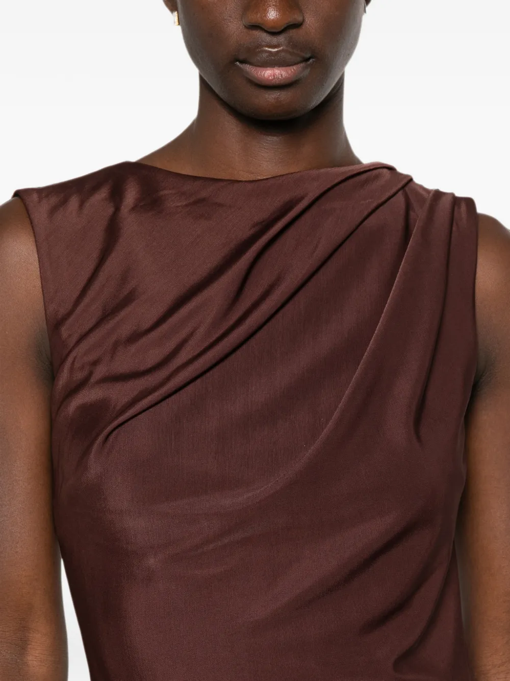 Rebecca Vallance Verfraaide gedrapeerde maxi-jurk Bruin