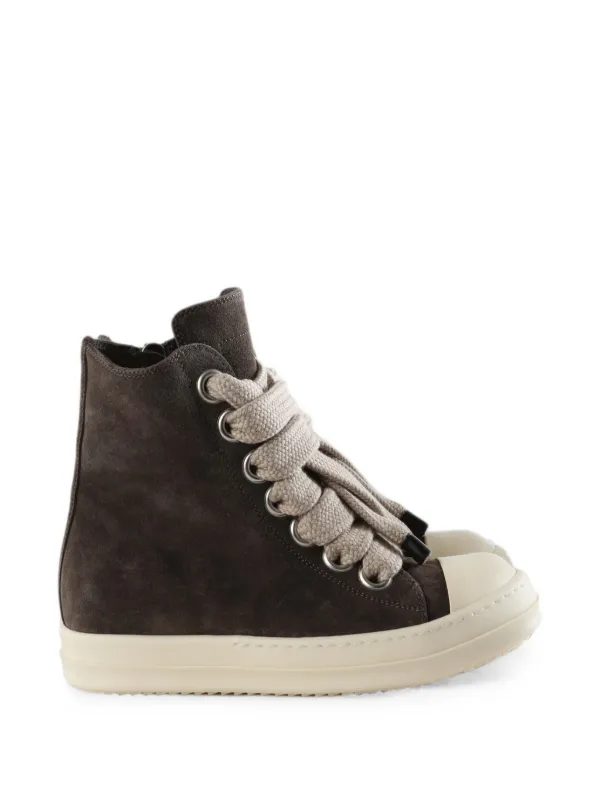 Rick Owens Tower Jumbolace Sneaks in Suede Leather in Brown