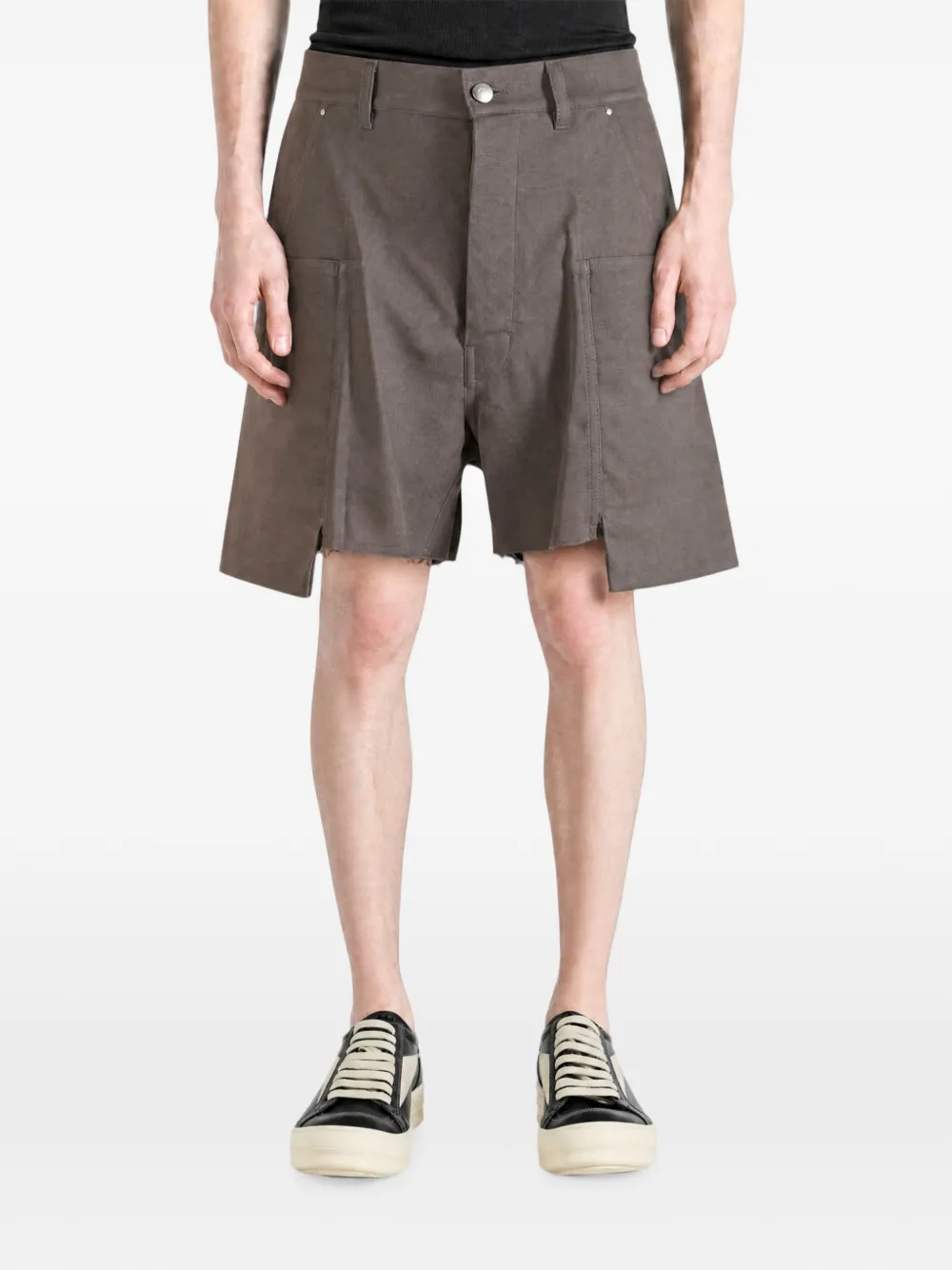 Rick Owens Shorts met gerafelde afwerking en vlakken Grijs