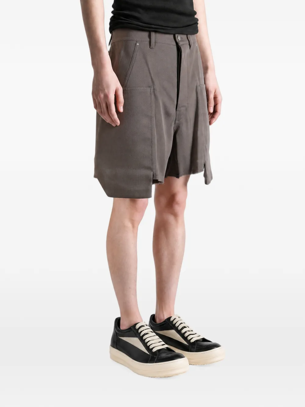 Rick Owens Shorts met gerafelde afwerking en vlakken Grijs