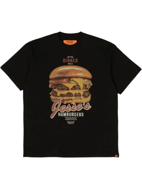 UNIVERSAL OVERALL  hamburger-print T-shirt
