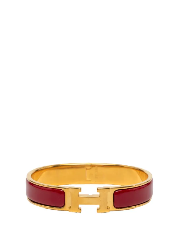 Hermès Pre-owned 2000-2026 Narrow Enamel Clic H Bracelet PM Costume Bracelet in Red