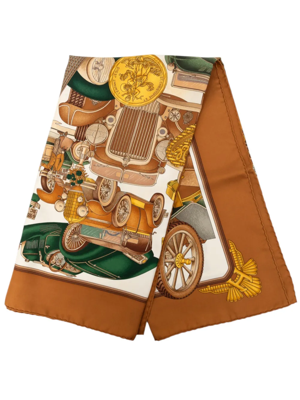 Hermès Pre-Owned 1980-2010 Automobile Silk Scarf 90 scarves - Marrone