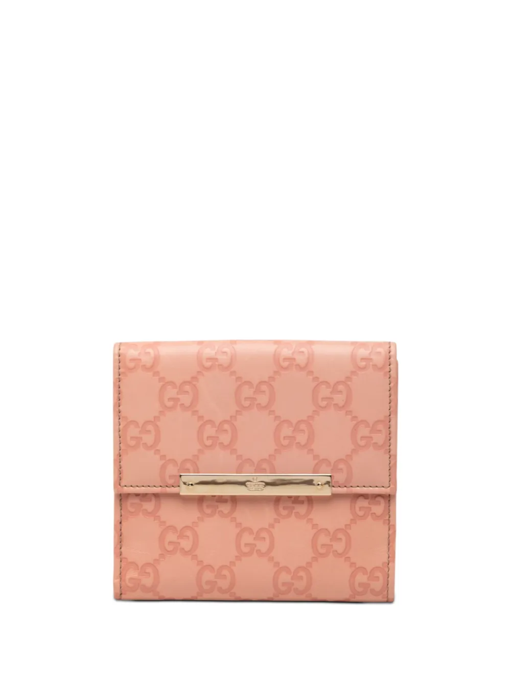 Gucci Pre-Owned 2000-2015 Guccissima Metal Bar French Flap Wallet small wallets - Rosa