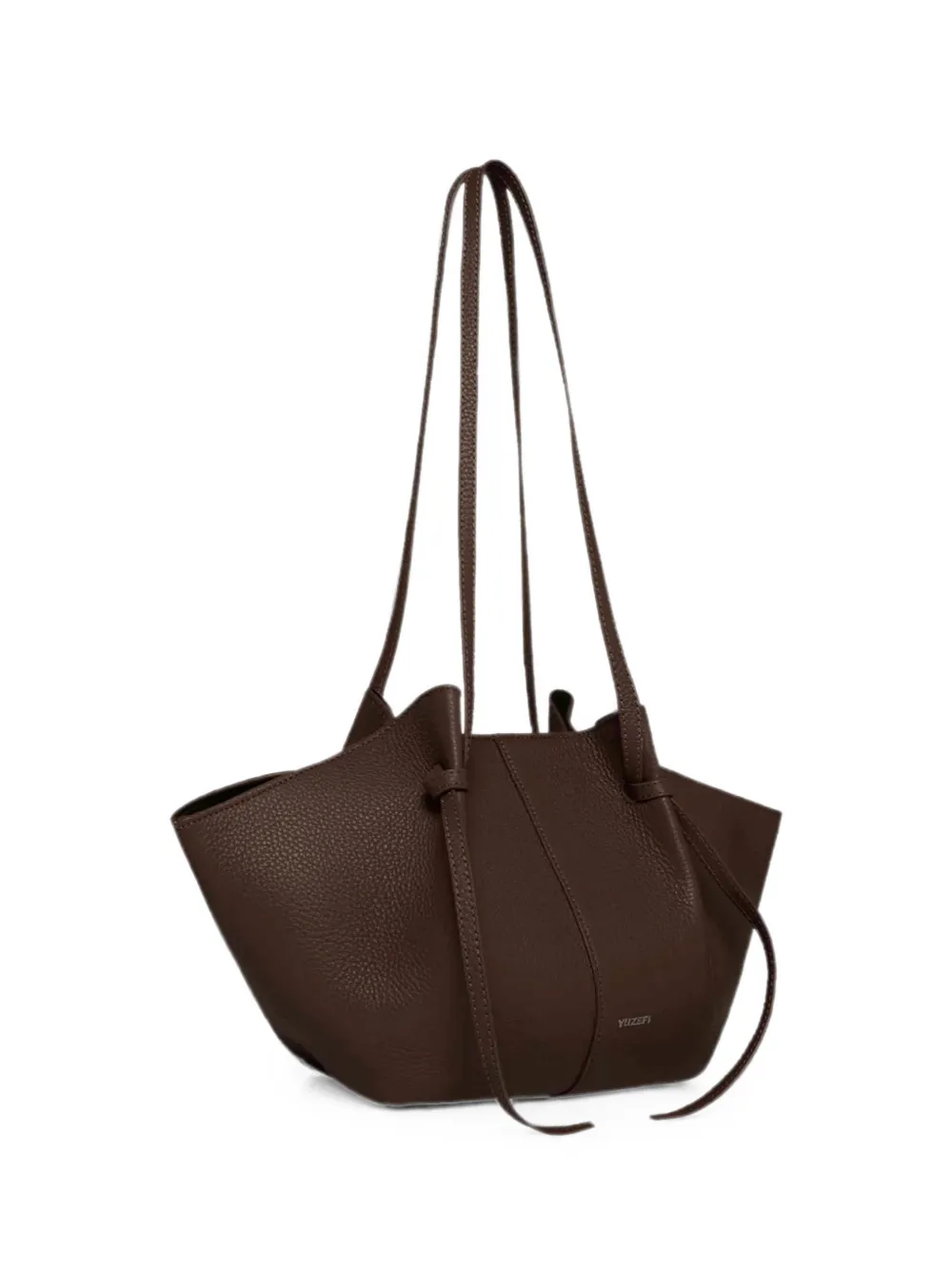 Yuzefi pebble-grained pleated shoulder bag - Marrone
