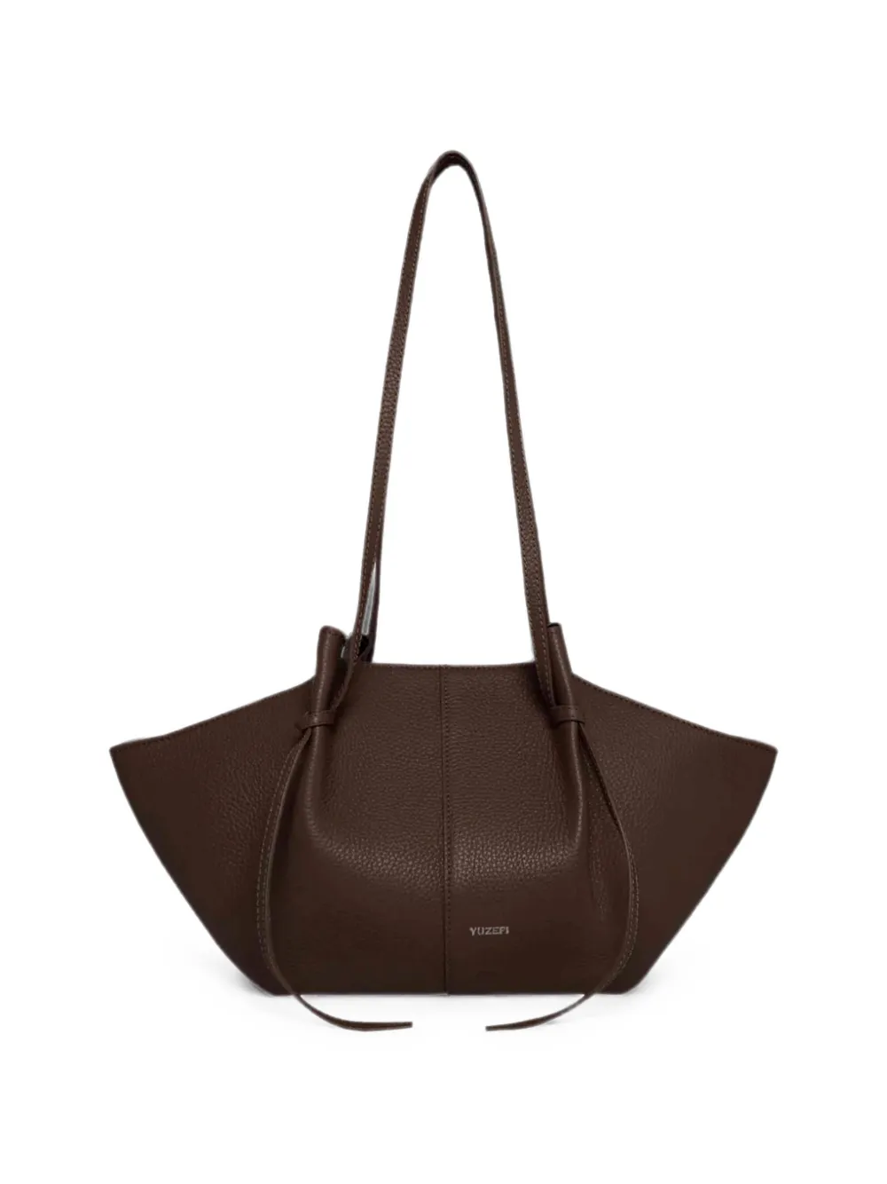 Yuzefi pebble-grained pleated shoulder bag - Marrone