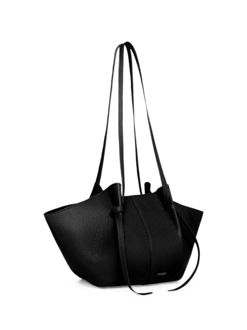 Yuzefi pebble-grained pleated shoulder bag - Nero