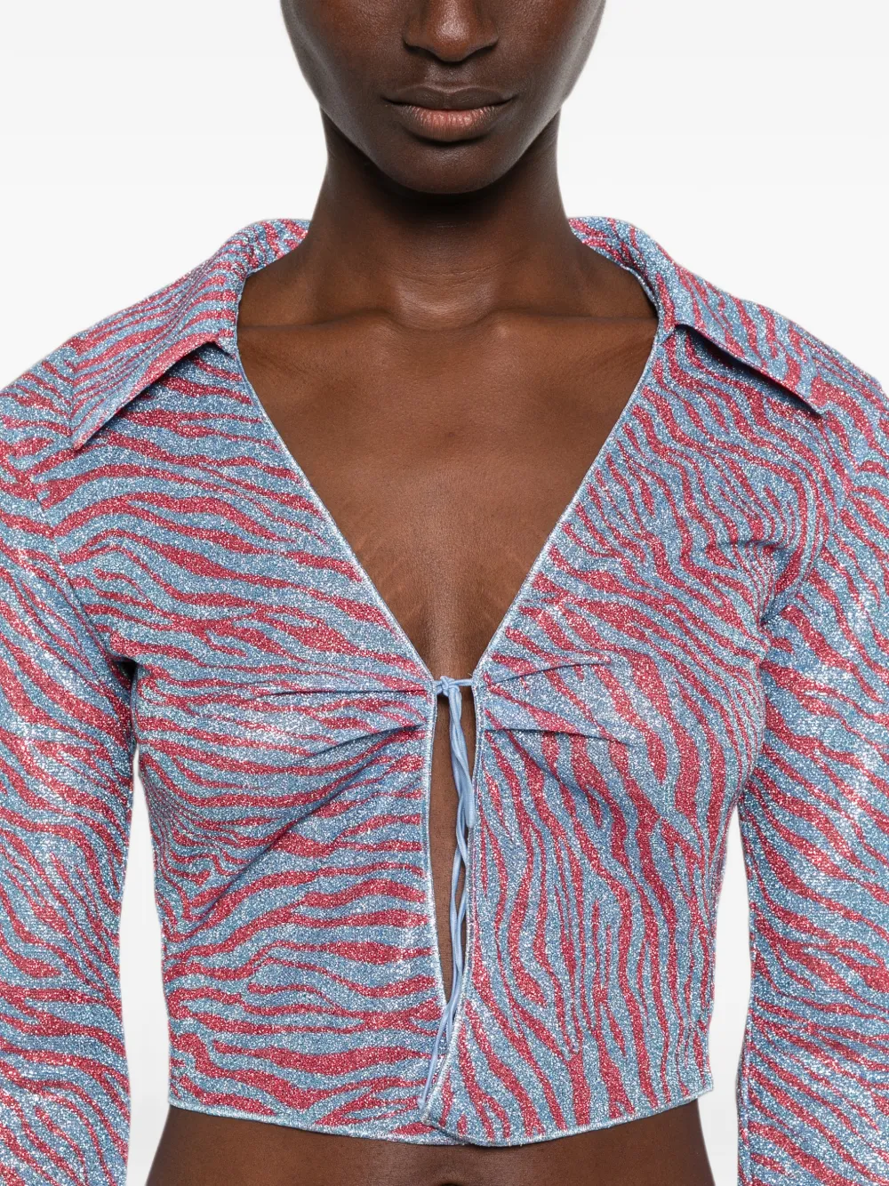 Oséree Animalier slim-fit top met zebraprint Blauw