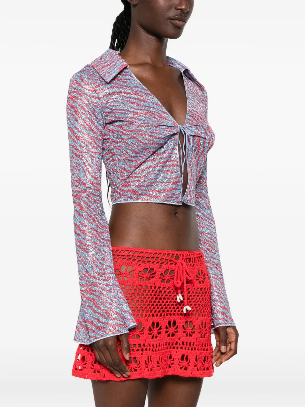 Oséree Animalier slim-fit top met zebraprint Blauw
