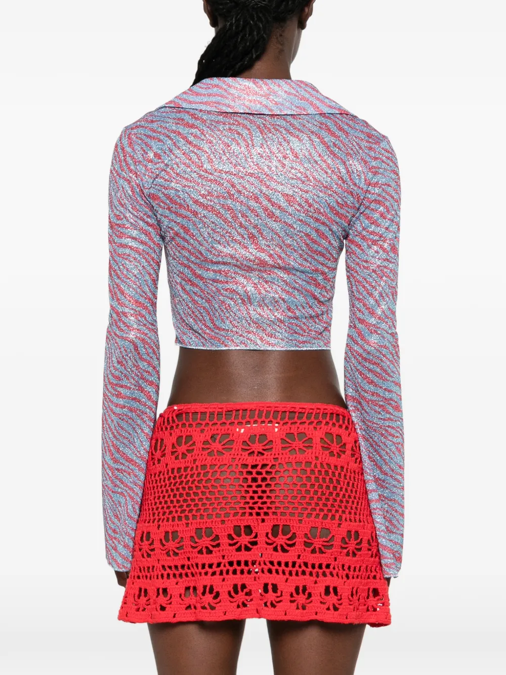 Oséree Animalier slim-fit top met zebraprint Blauw