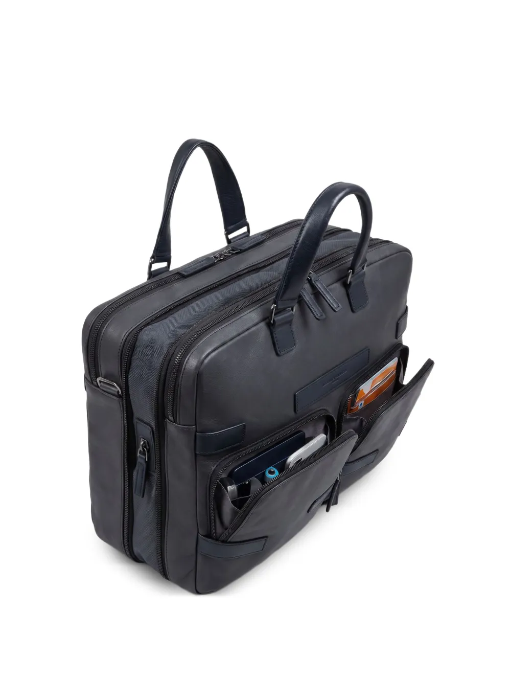 PIQUADRO Pegasus leren laptoptas Blauw