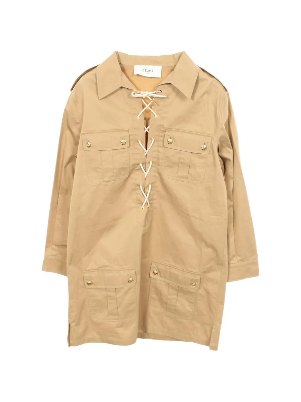Celine Pre-Owned 2010s lace-up safari mini dress - Toni neutri