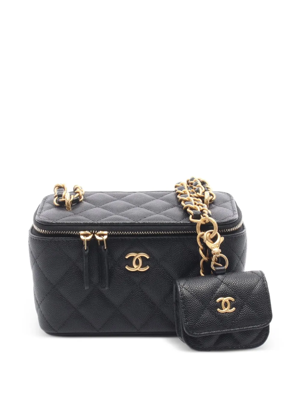 CHANEL Pre-Owned 2010s Matelassé vanity shoulder bag - Black