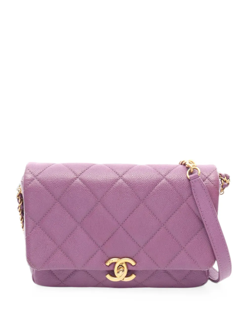 CHANEL Pre-Owned 2021 small Matelassé flap shoulder bag - Viola