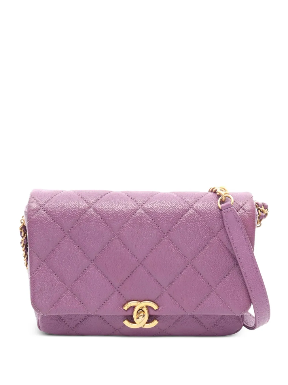 CHANEL Pre-Owned 2021 small Matelassé flap shoulder bag - Purple