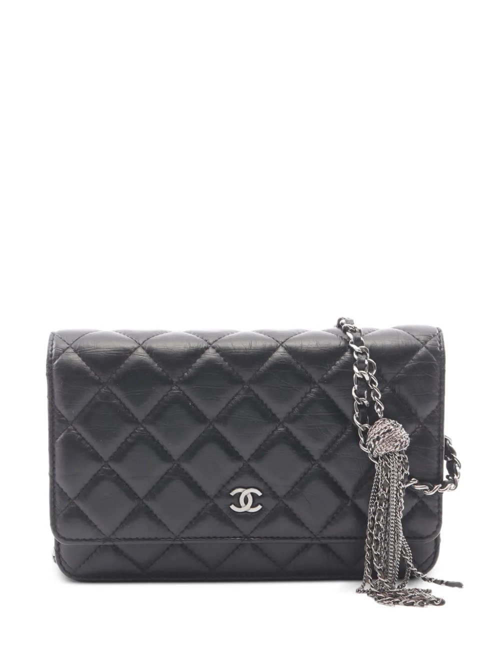 CHANEL Pre-Owned 2018-2019 Diamond-quilted chain-strap mini crossbody bag - Black
