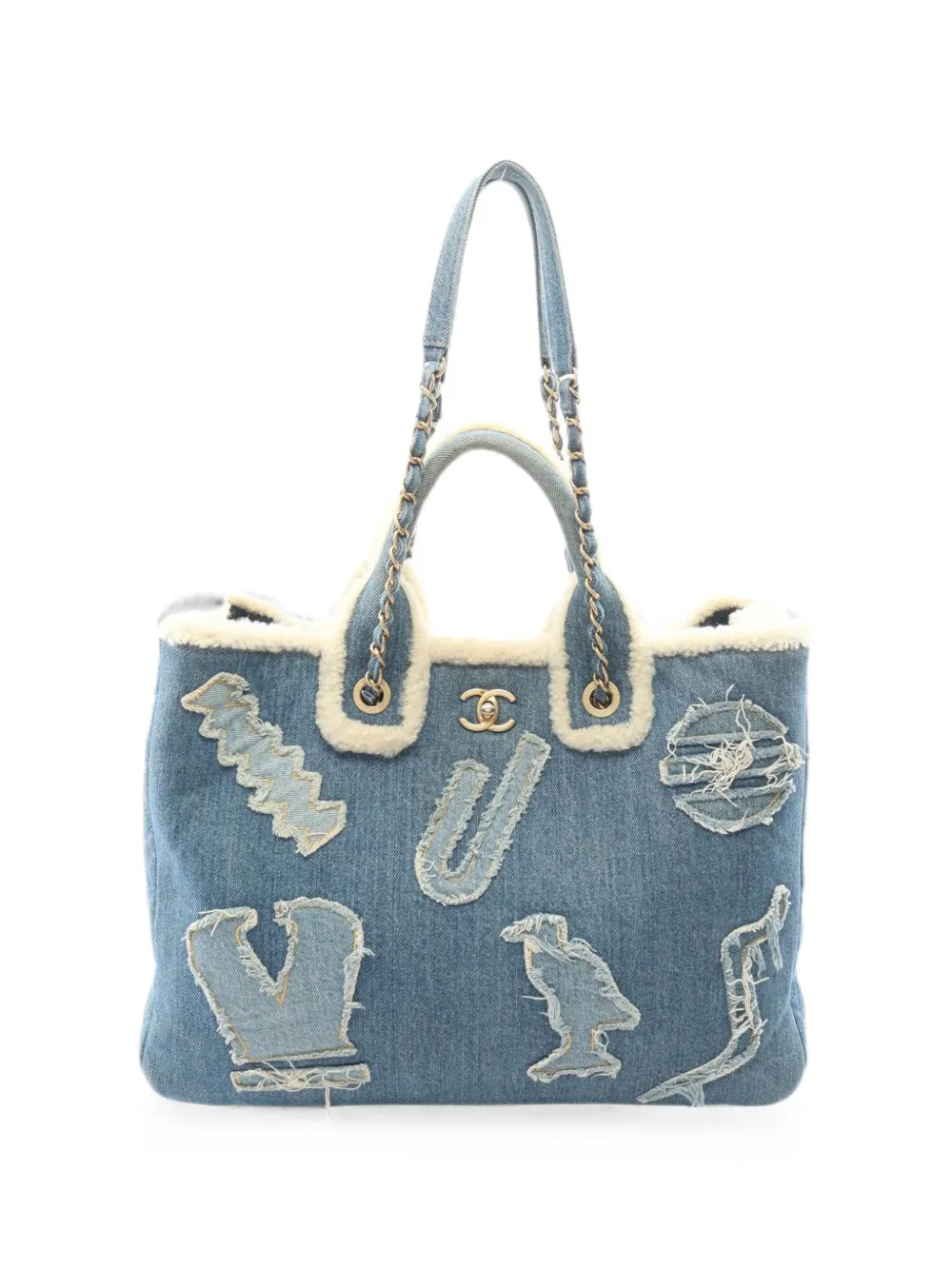 CHANEL Pre-Owned 2019 large denim two-way handbag - Blu