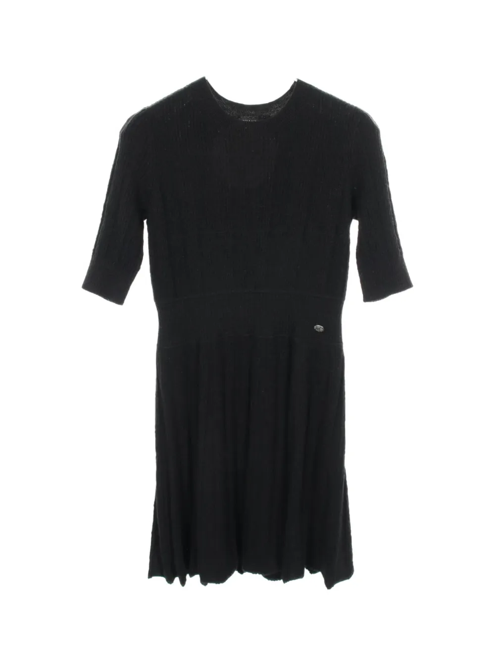 CHANEL Pre-Owned 1986-1988 Cocomark button-knit midi dress - Nero