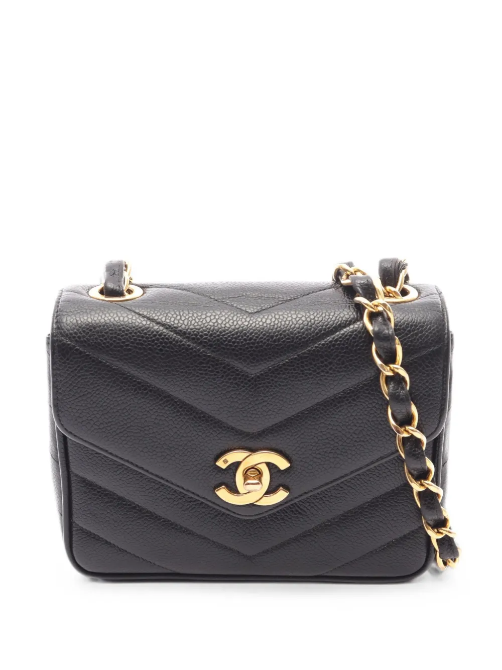 CHANEL Pre-Owned 1994-1996 mini Chevron V-stitch cross body bag - Nero