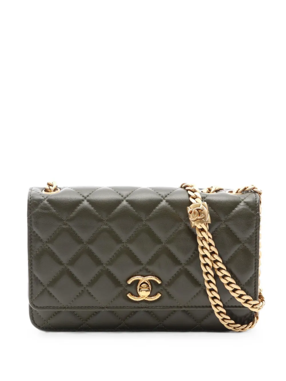 CHANEL Pre-Owned matelasse chain wallet - Verde