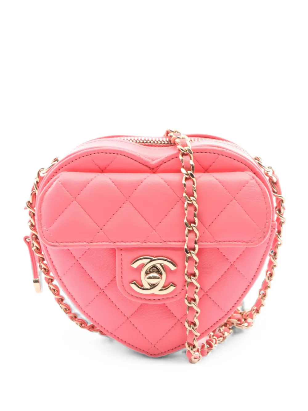 CHANEL Pre-Owned 2022 Matelassé Heart clutch bag - Rosa