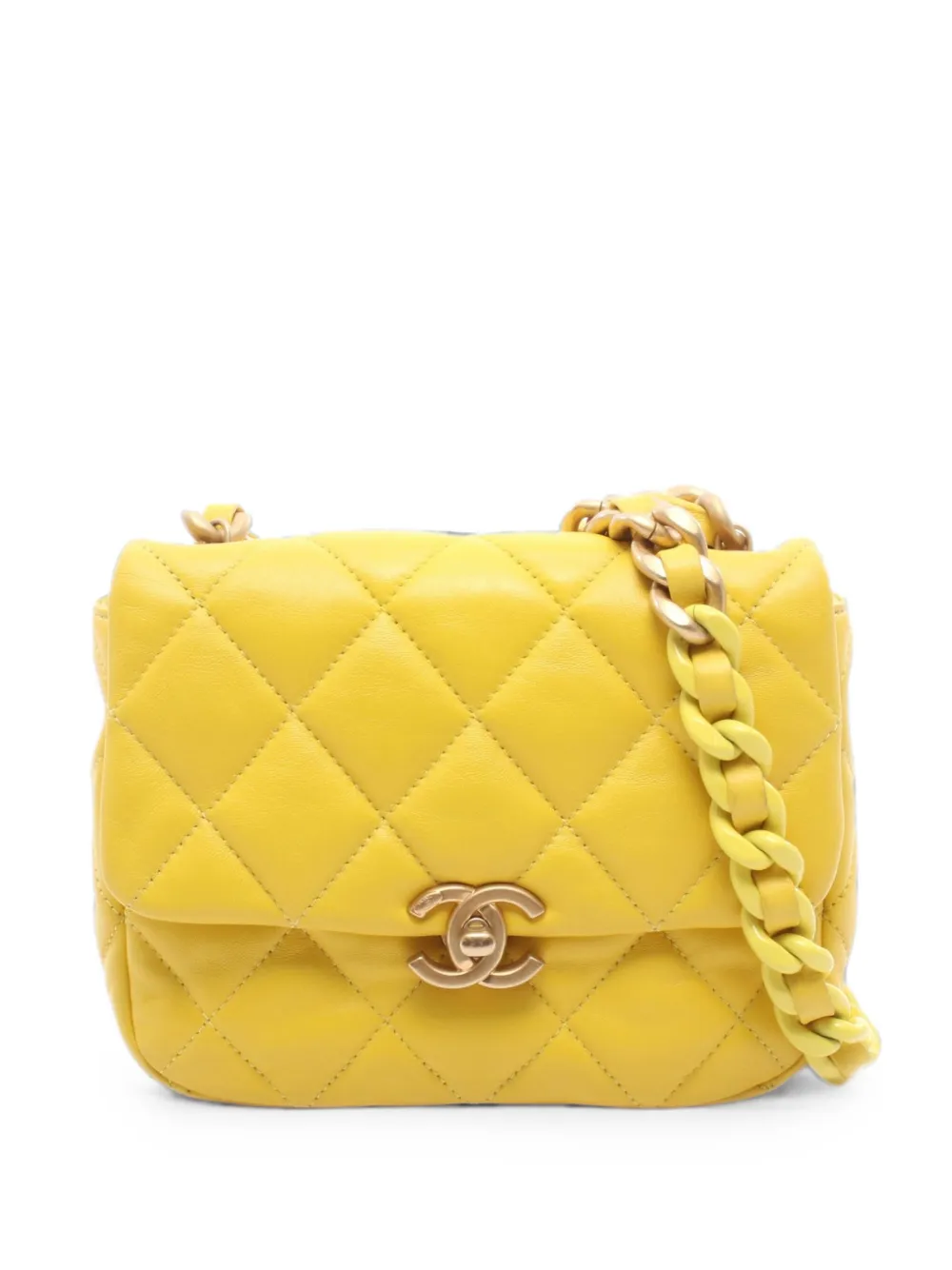 CHANEL Pre-Owned 2021 small Candy Chain Flap cross body bag - Giallo