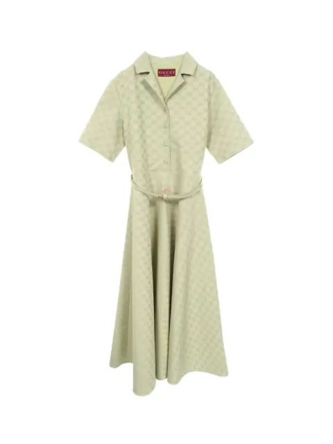 Gucci Pre-Owned 2010s GG pattern belted midi dress