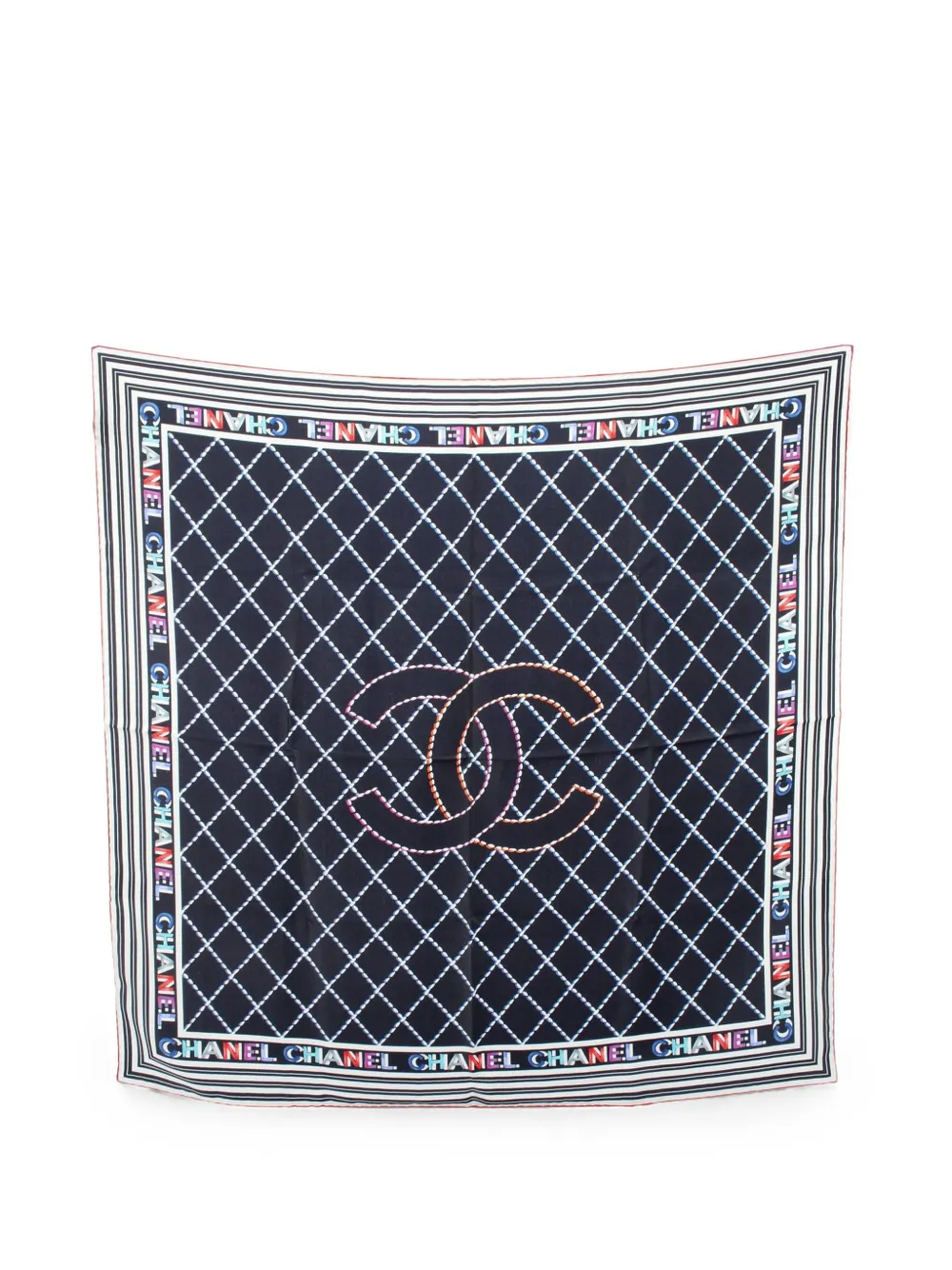 CHANEL Pre-Owned 1986-1988 CC diamond-quilt printed scarf - Blue